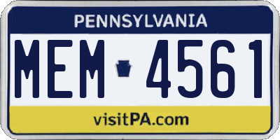 PA license plate MEM4561