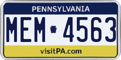 PA license plate MEM4563