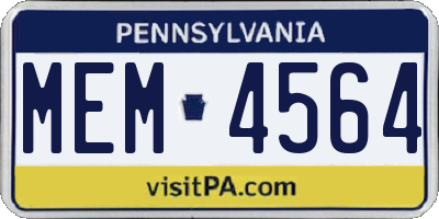 PA license plate MEM4564