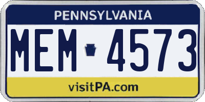 PA license plate MEM4573