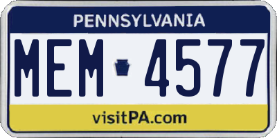 PA license plate MEM4577