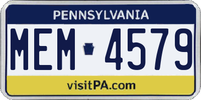 PA license plate MEM4579