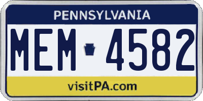 PA license plate MEM4582