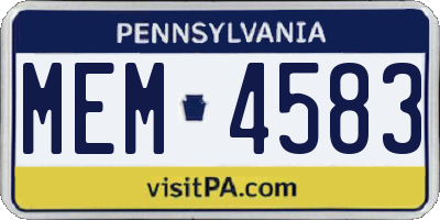 PA license plate MEM4583