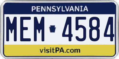 PA license plate MEM4584