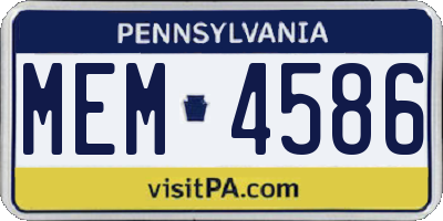 PA license plate MEM4586