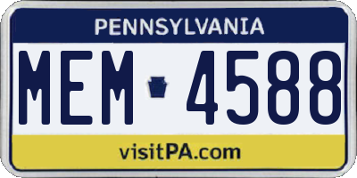 PA license plate MEM4588