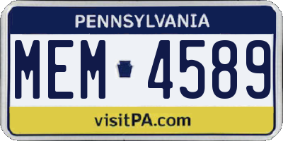 PA license plate MEM4589