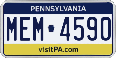 PA license plate MEM4590