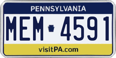 PA license plate MEM4591