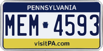 PA license plate MEM4593