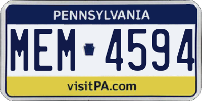 PA license plate MEM4594