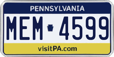 PA license plate MEM4599