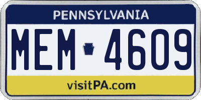 PA license plate MEM4609