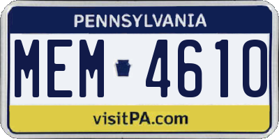 PA license plate MEM4610