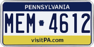 PA license plate MEM4612