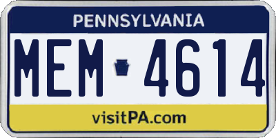 PA license plate MEM4614