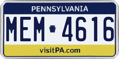 PA license plate MEM4616
