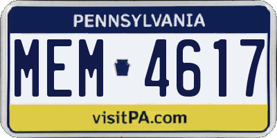 PA license plate MEM4617