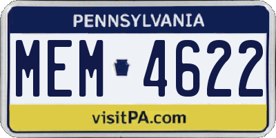 PA license plate MEM4622