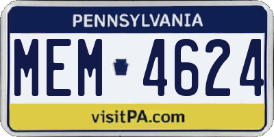 PA license plate MEM4624