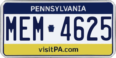 PA license plate MEM4625
