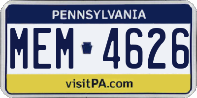 PA license plate MEM4626