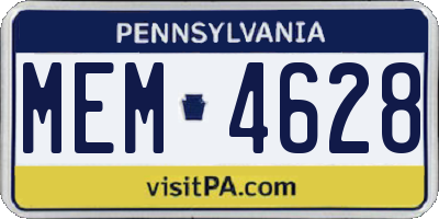 PA license plate MEM4628
