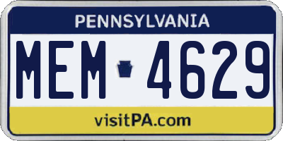 PA license plate MEM4629