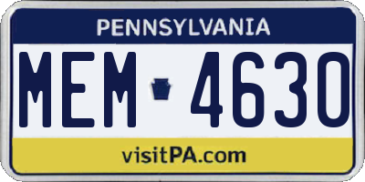PA license plate MEM4630