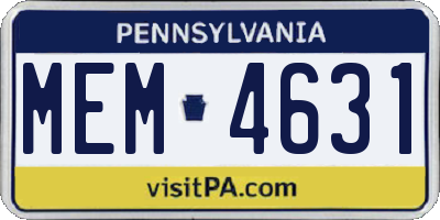 PA license plate MEM4631