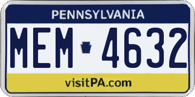 PA license plate MEM4632