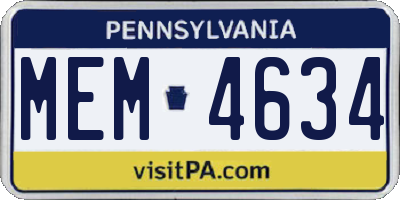PA license plate MEM4634