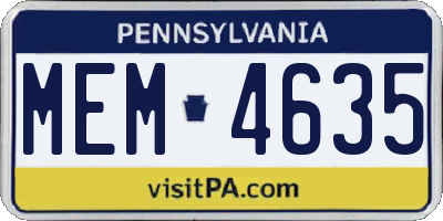 PA license plate MEM4635