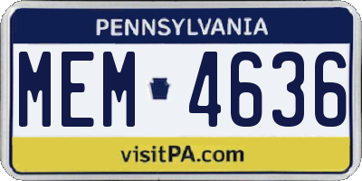 PA license plate MEM4636