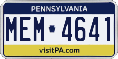 PA license plate MEM4641