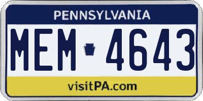PA license plate MEM4643