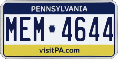 PA license plate MEM4644