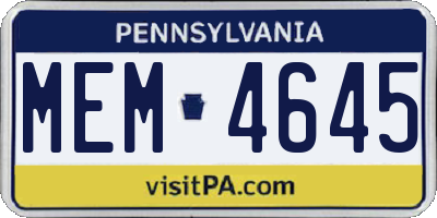 PA license plate MEM4645