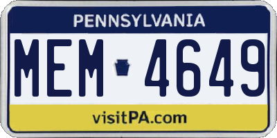 PA license plate MEM4649