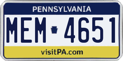 PA license plate MEM4651