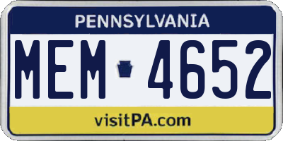 PA license plate MEM4652