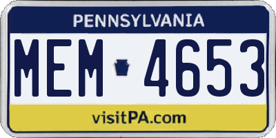 PA license plate MEM4653