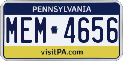 PA license plate MEM4656