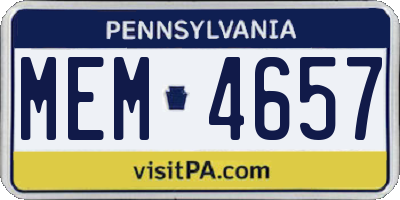 PA license plate MEM4657