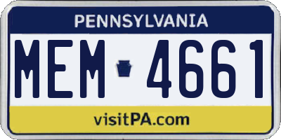 PA license plate MEM4661