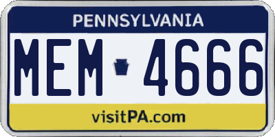 PA license plate MEM4666