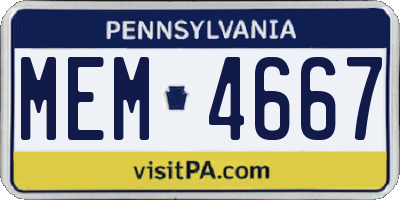 PA license plate MEM4667
