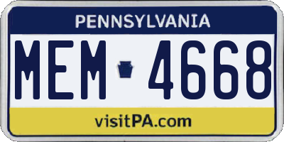 PA license plate MEM4668
