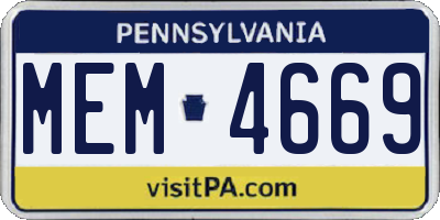 PA license plate MEM4669